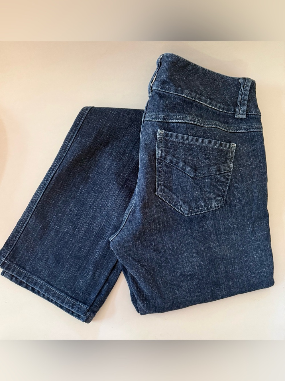 CAbi Straight Leg Low Rise Double Button Jeans